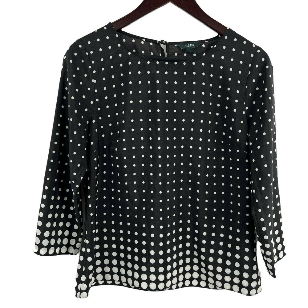 J Crew Black‎ Polka Dot Blouse Size S